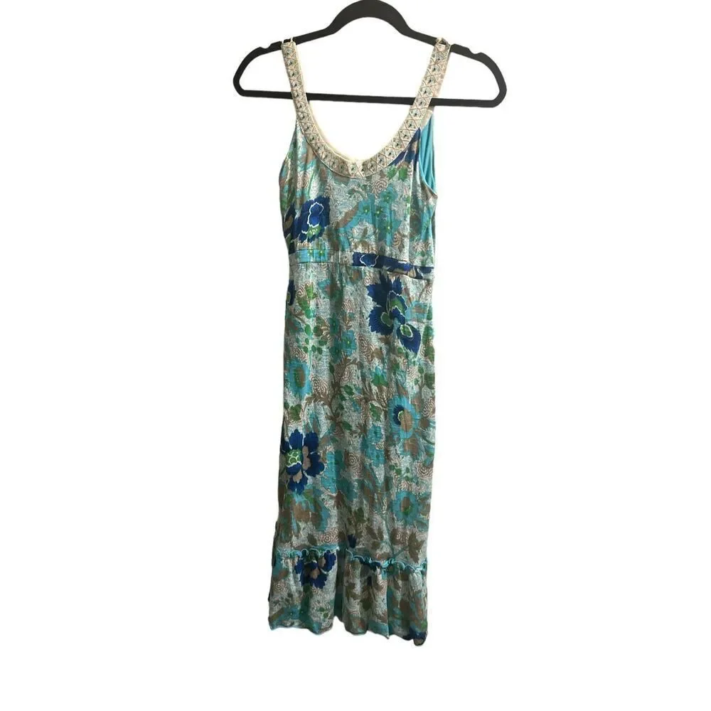 ✨Free People Beaded Neckline Jersey Floral Dress Size Small✨